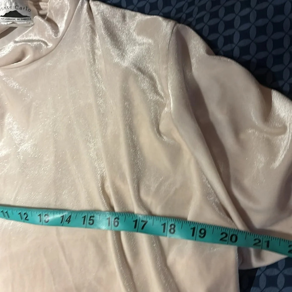 Monte Carlo shiny velvet high neck long sleeve  top Sz L - Picture 4 of 11